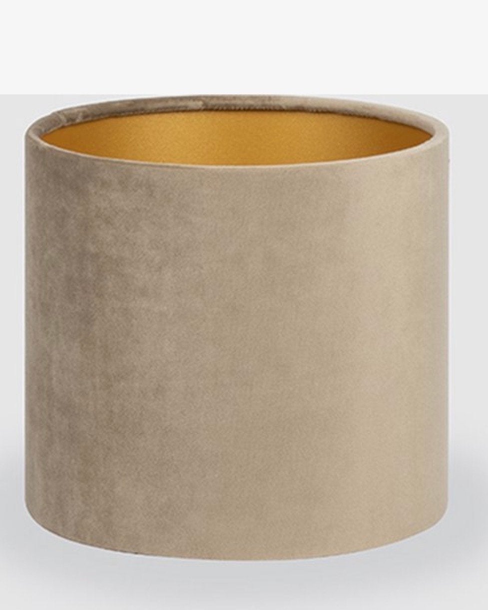 Fluwelen lampenkap taupe met goudkleurige binnenkant, Ophalen of Verzenden, Nieuw, Textiel, Meerkleurig