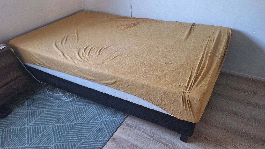 Boxspring met matras, Huis en Inrichting, Ophalen, Gebruikt, Zwart, Twijfelaar