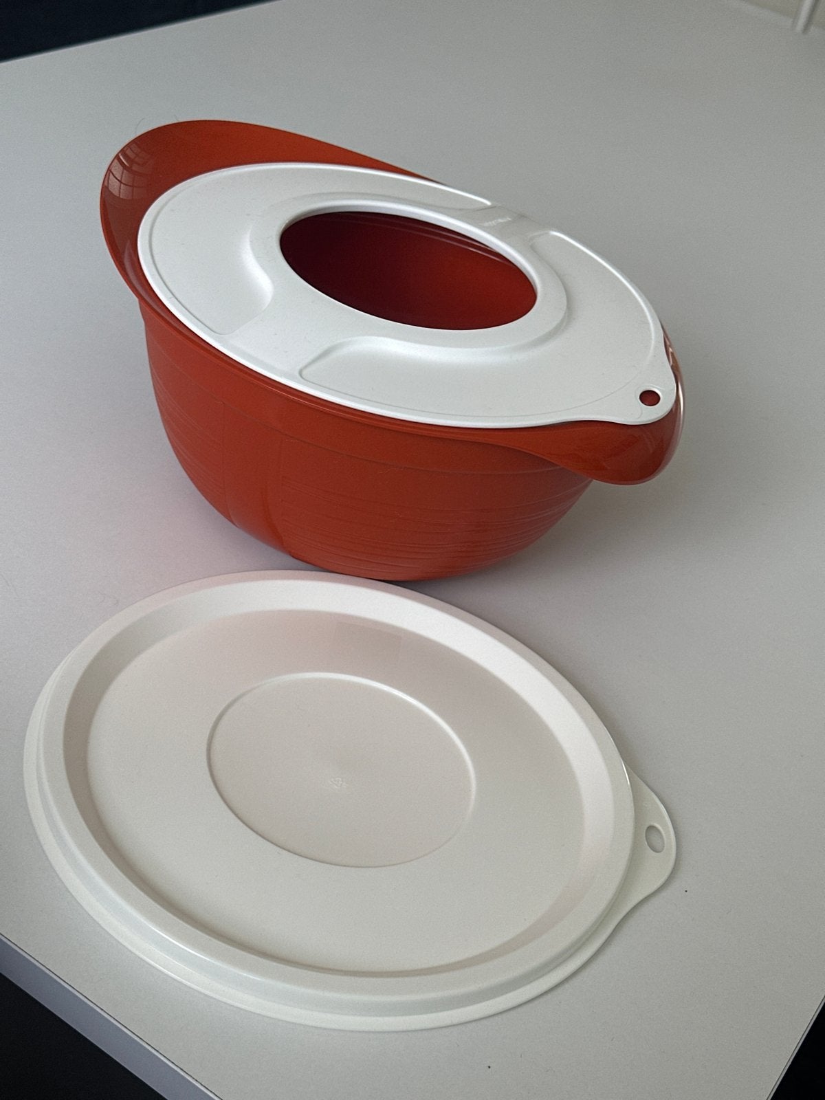 Tupperware meng en Mixerkom 3,5L met Deksel en Spatdeksel, Nieuw, Oranje, Ophalen of Verzenden, Met deksel