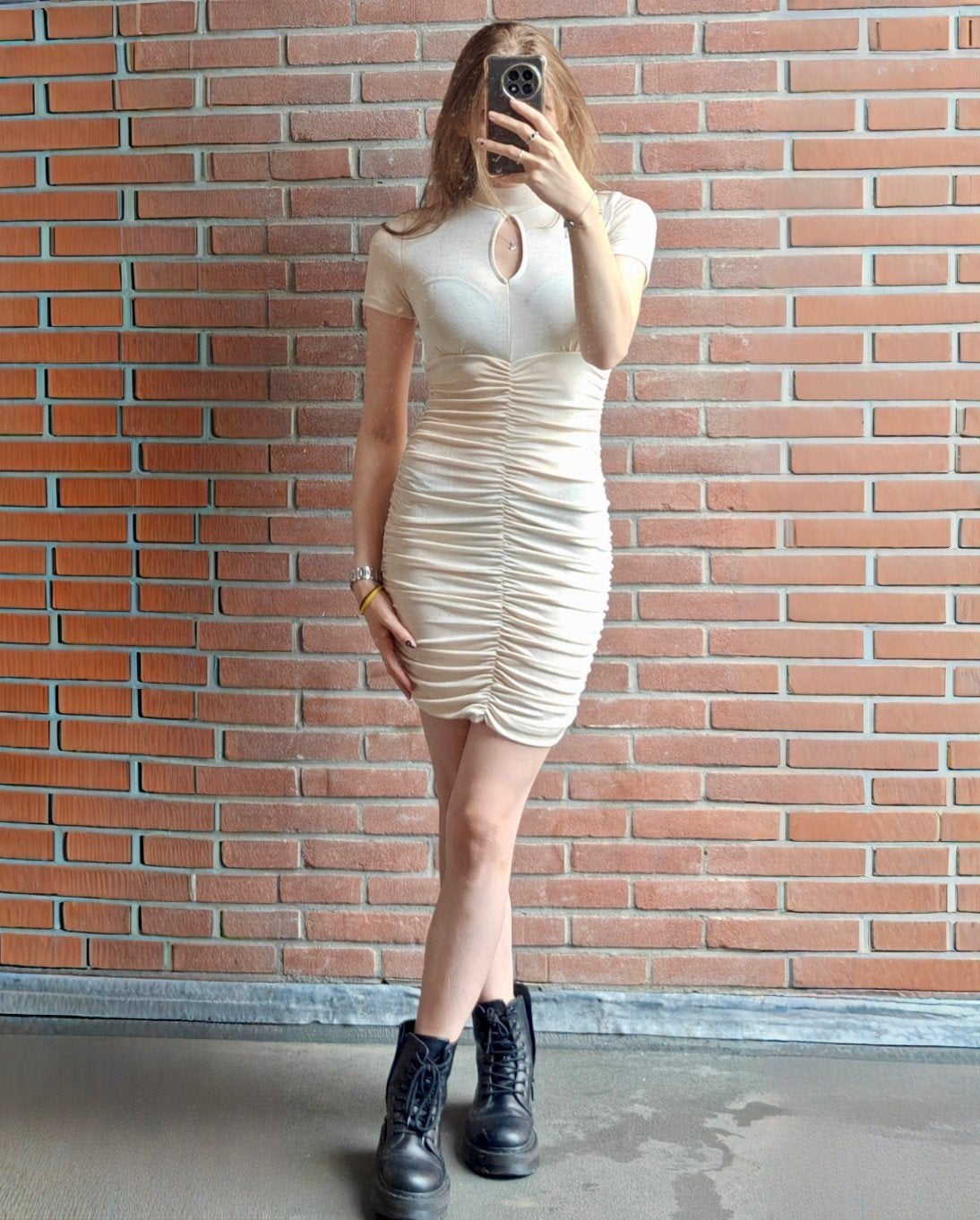 Giorgia net jurkje maat S - als nieuw!, Beige, Cocktailjurk, Ophalen of Verzenden, Zo goed als nieuw