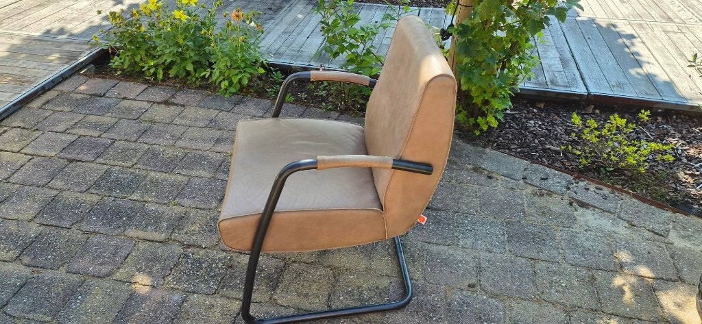 3 stuks leren stoel, Huis en Inrichting, Stoelen, Ophalen, Gebruikt, Bruin, Eén