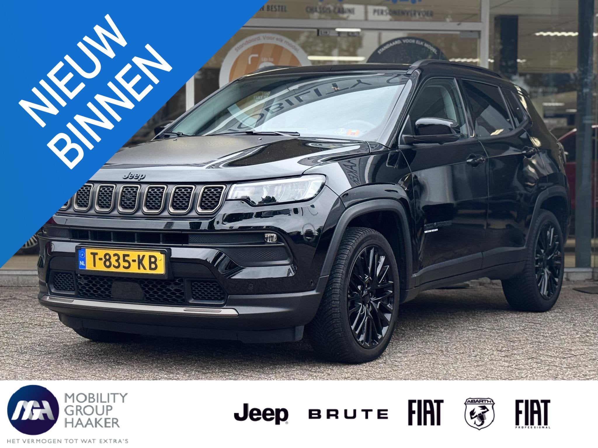 Jeep Compass 1.5T e-Hybrid Upland | 360° Camera | Panoramis, Auto's, Gebruikt, 4 cilinders, Leder en Stof, Zwart