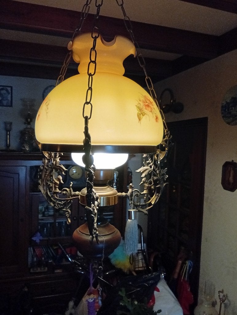 hangende olielamp, Antiek en Kunst, Ophalen