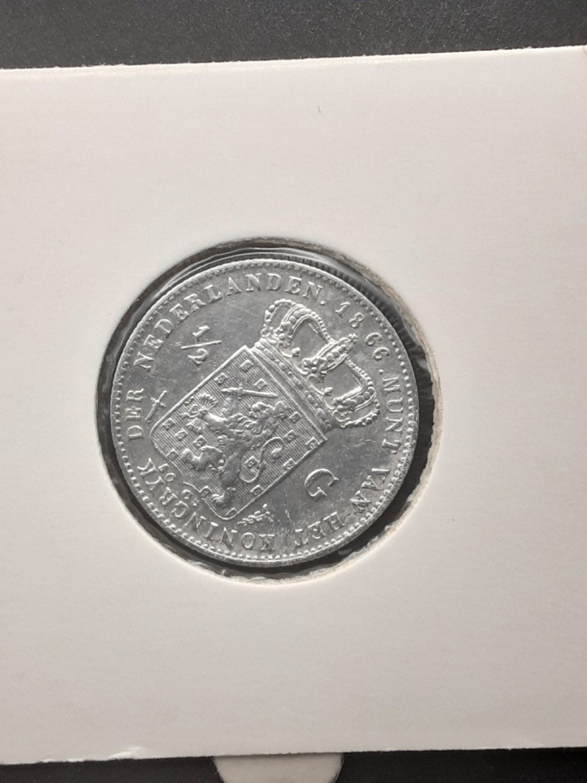 halve gulden 1866 koning Willem III, Postzegels en Munten, Munten | Nederland, ½ gulden, Koning Willem III, Verzenden, Zilver