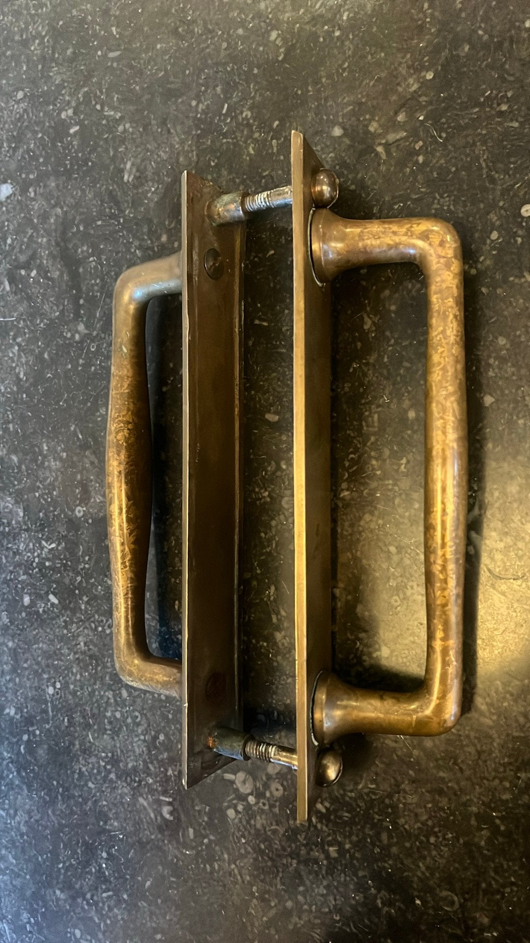 Set Deurgrepen Antiek Jaren 20, 30 MESSING / KOPER deurgreep, Ophalen of Verzenden