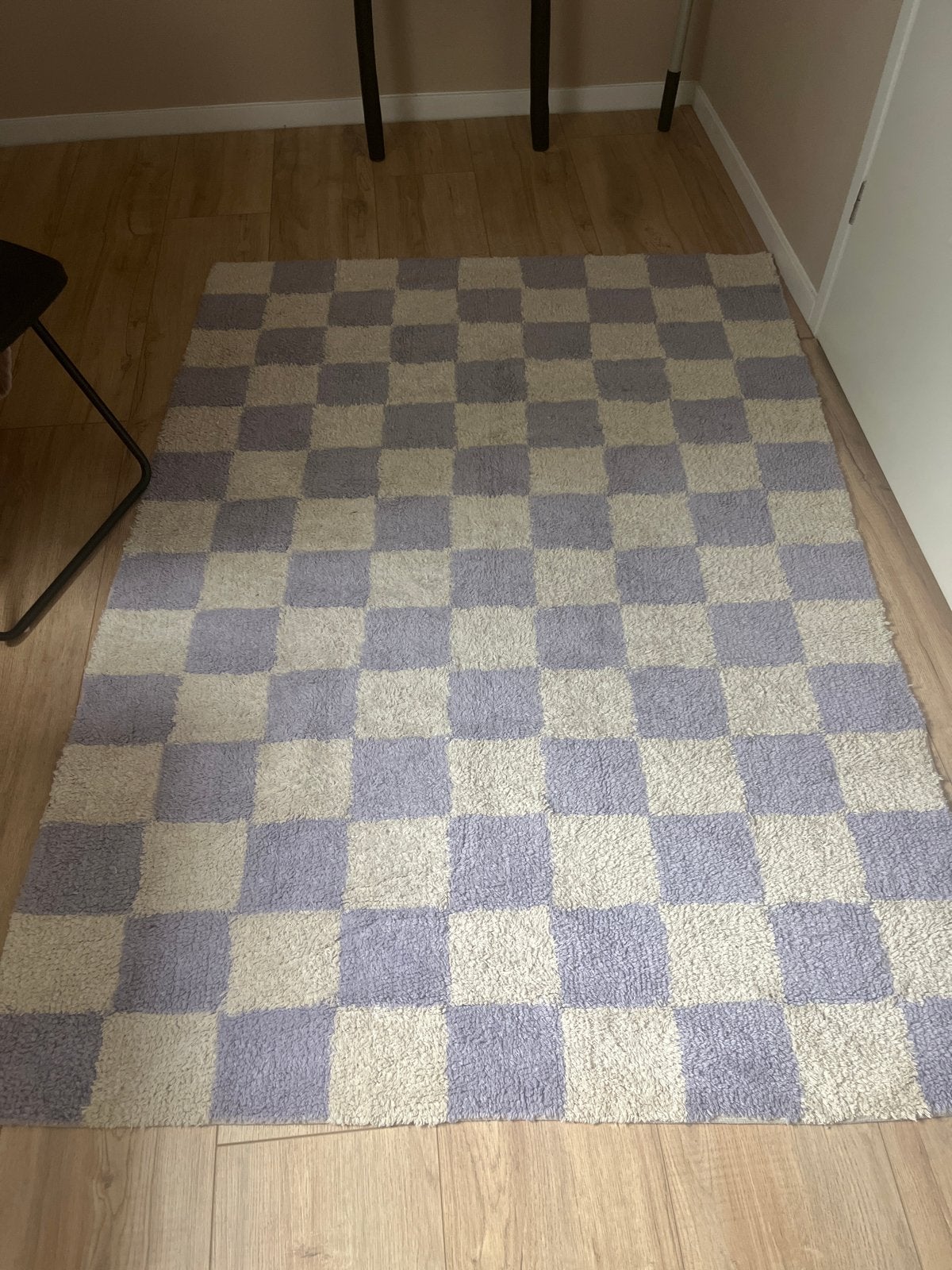 Vloerkleed met geblokt patroon, 122x173 cm, Ophalen, Gebruikt, 100 tot 150 cm, Crème