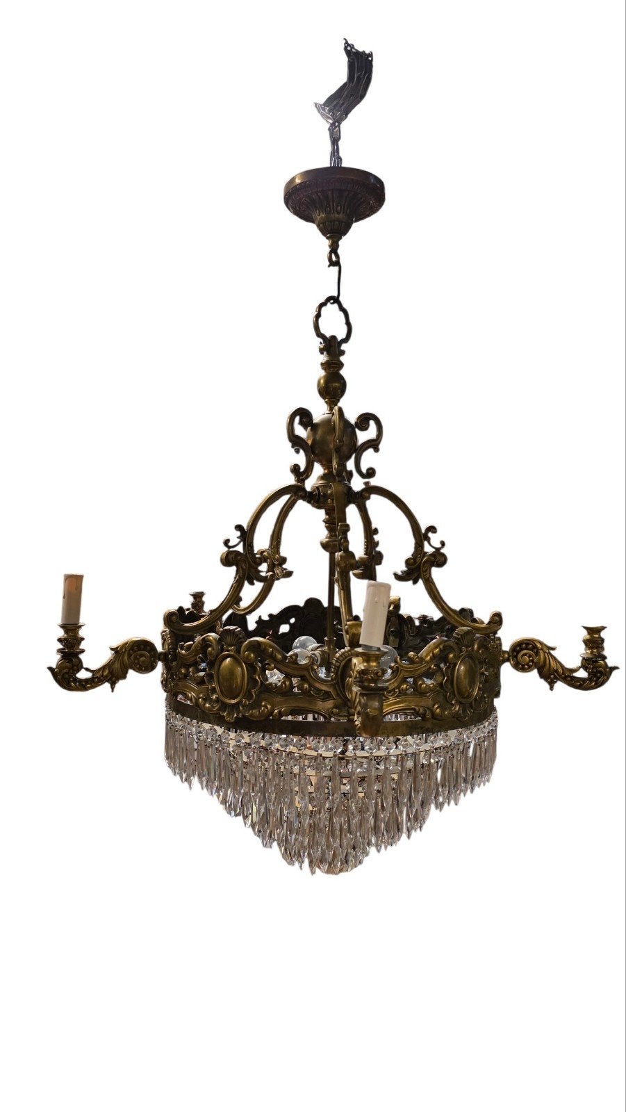 Zware antieke Franse bronzen hanglamp, Ophalen