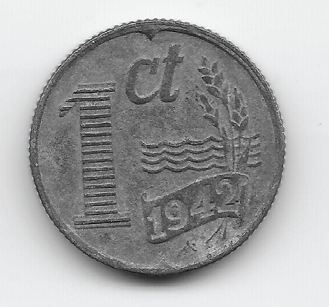 Nederland 1 cent 1942 zink KM# 170, Verzenden, Koningin Wilhelmina, 1 cent, Losse munt