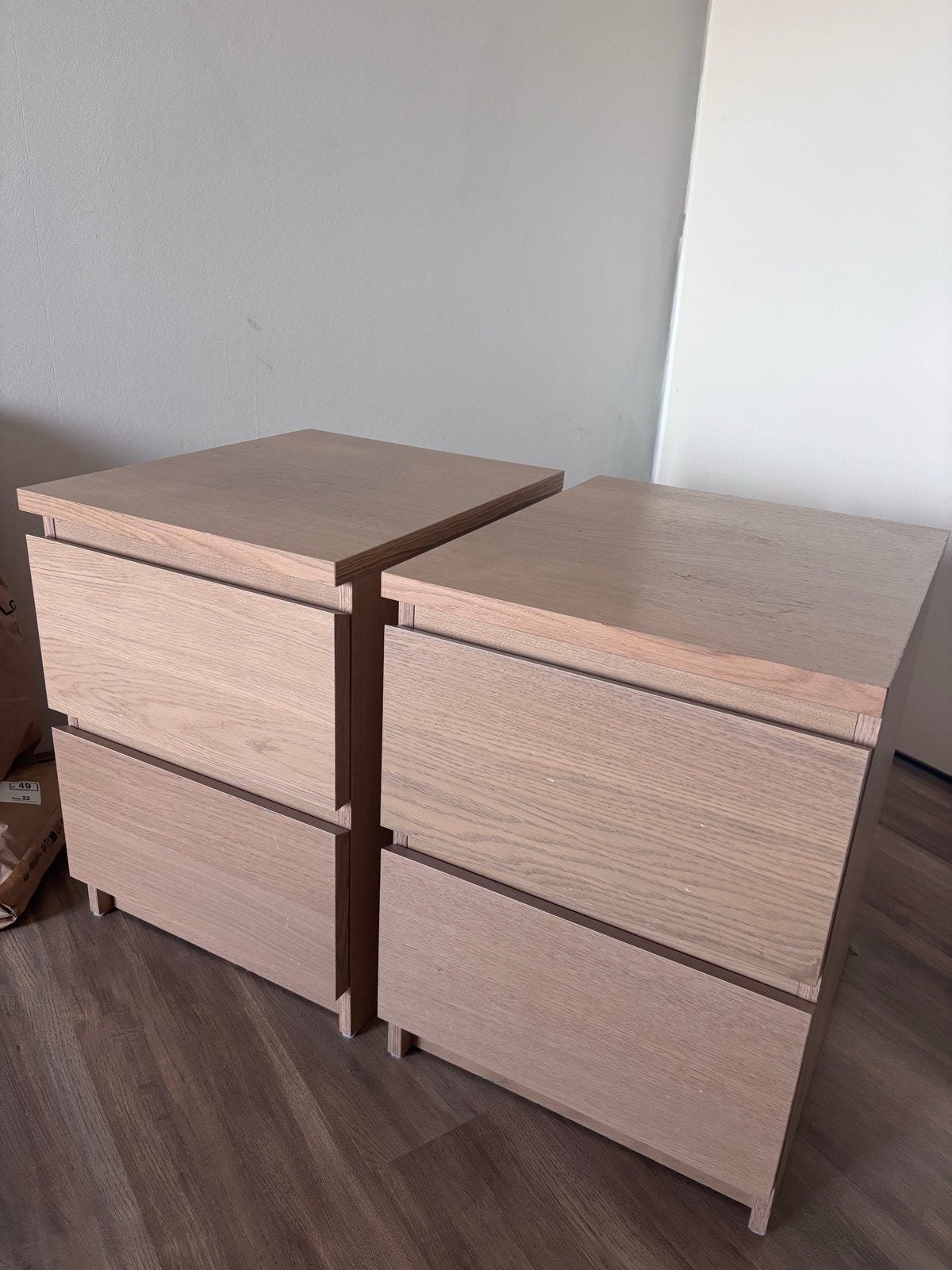 MOET ZSM WEG - 2x IKEA Malm nachtkastjes, Ophalen, Gebruikt, Minder dan 45 cm, Minder dan 55 cm