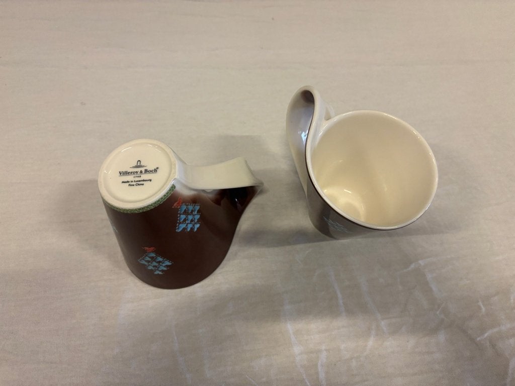 2 Villeroy & Boch NewWave Caffè koffiekopjes, bruin/blauw, Gebruikt, Niet bekend (tweedehands product), Villeroy & Boch, Ophalen of Verzenden