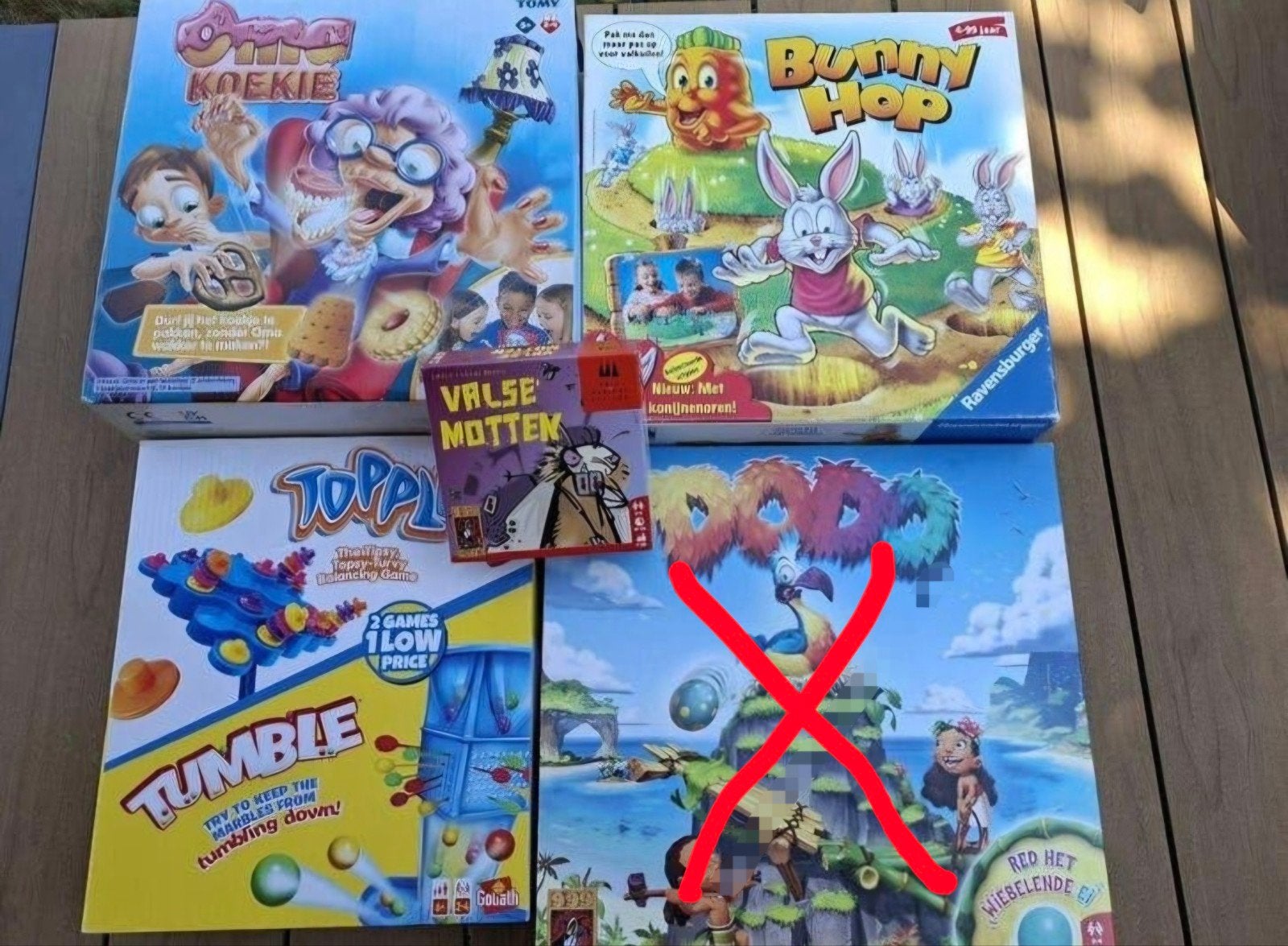 Spellen:Valse Motten|Bunny Hop|Oma Koekie|Tumble'nTople, Ophalen of Verzenden, Gebruikt