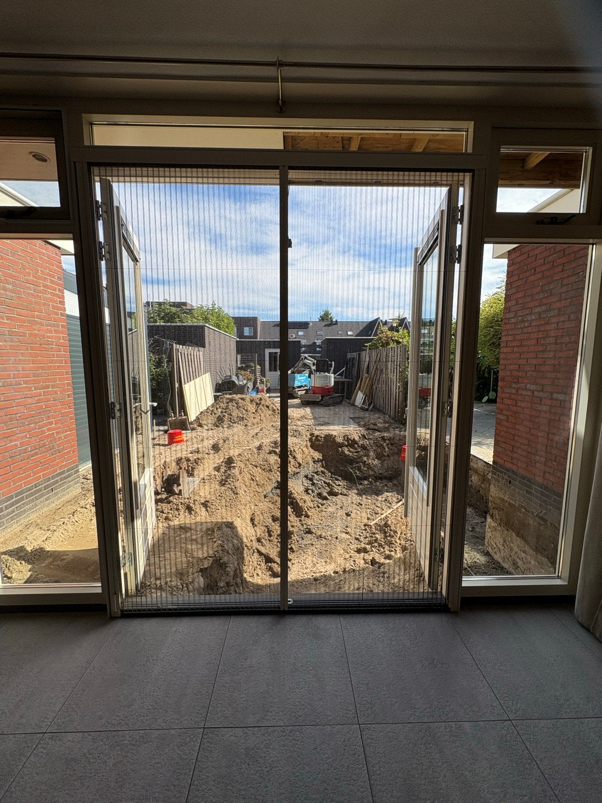 Hordeur dubbel - plissé - creme, Doe-het-zelf en Verbouw, Deuren en Horren, Ophalen, Kunststof, Hordeur, Nieuw