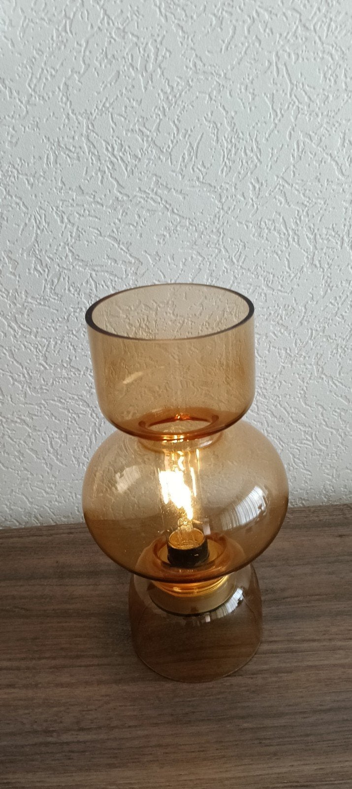 Stijlvolle amberkleurige sfeerlamp/tafellamp, Huis en Inrichting, Ophalen, Oranje, Modern, Glas