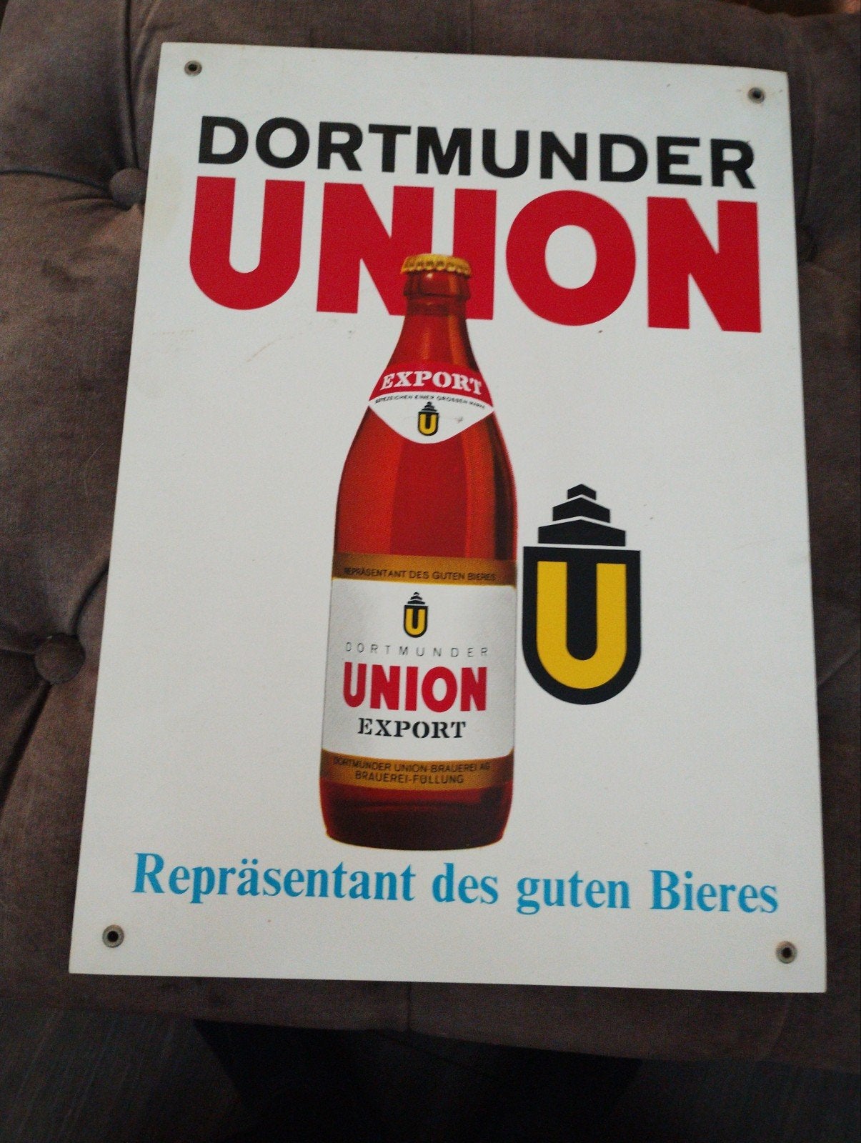 Vintage Dortmunder Union Export Reclamebord, Verzamelen, Ophalen of Verzenden, Gebruikt, Reclamebord