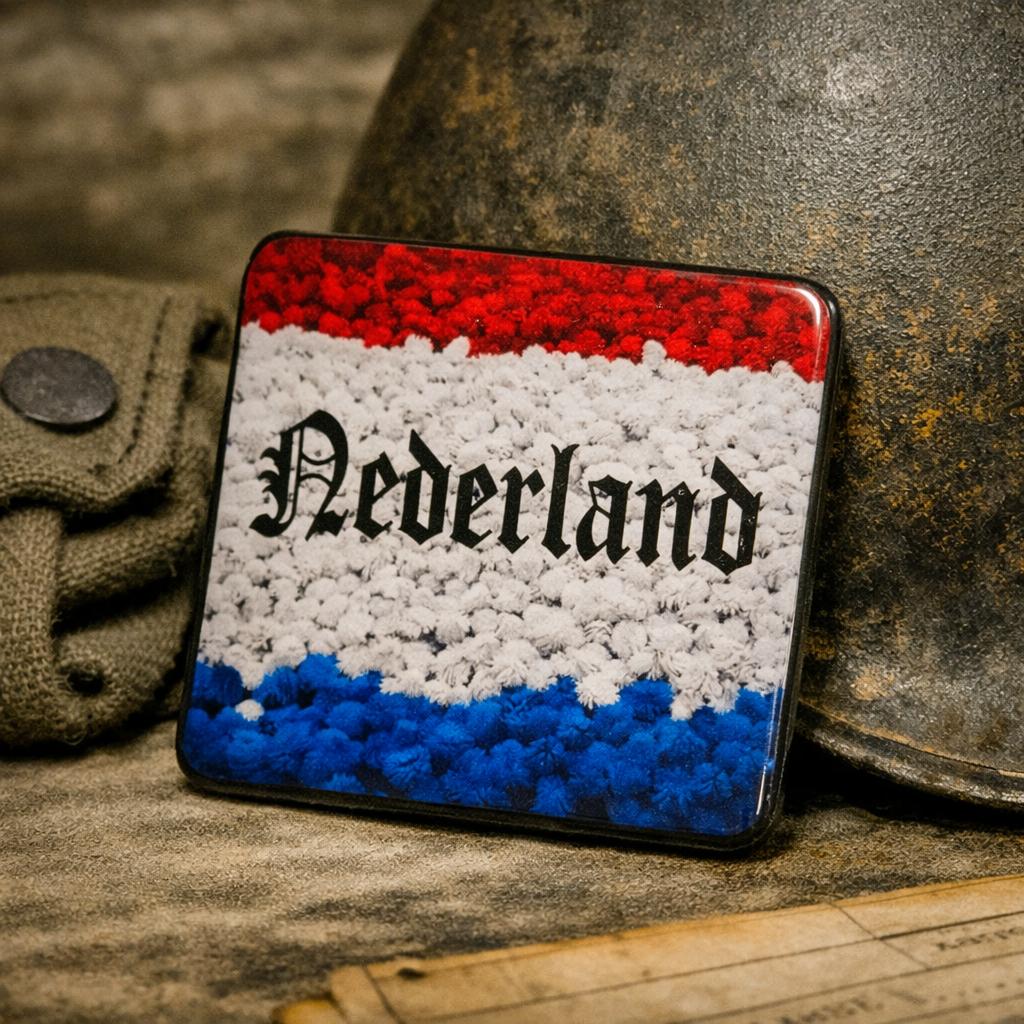 NL Vlag Dennenappel Dodenherdenking  magneet - RJ Army, Ophalen of Verzenden, Landmacht, Nederland, Embleem of Badge
