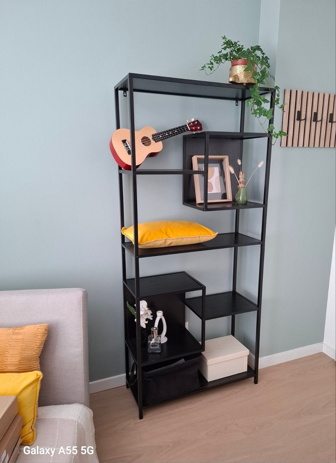 Zwart metalen vakkenkast - 175x78x30 cm, Ophalen, Met plank(en), 50 tot 100 cm, Zo goed als nieuw