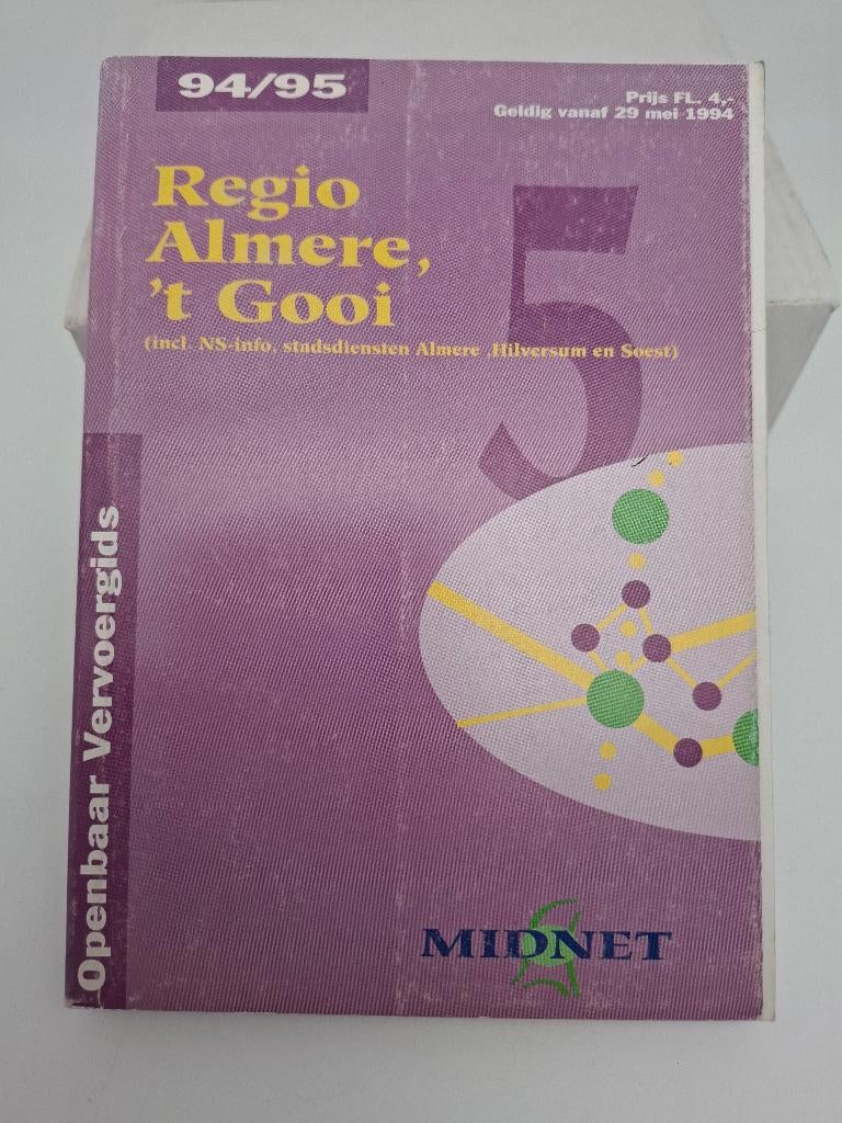 dienstregeling bus lijndienst Almere 1994/1995 Midnet, Verzenden, Gebruikt, Bus of Metro, Boek of Tijdschrift