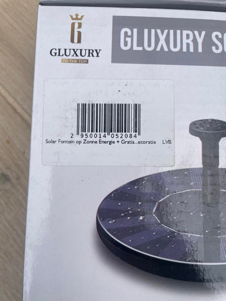 Gluxury Solar Fontein op Zonne-Energie, Tuin en Terras, Ophalen of Verzenden, Nieuw, Kunststof, Fontein