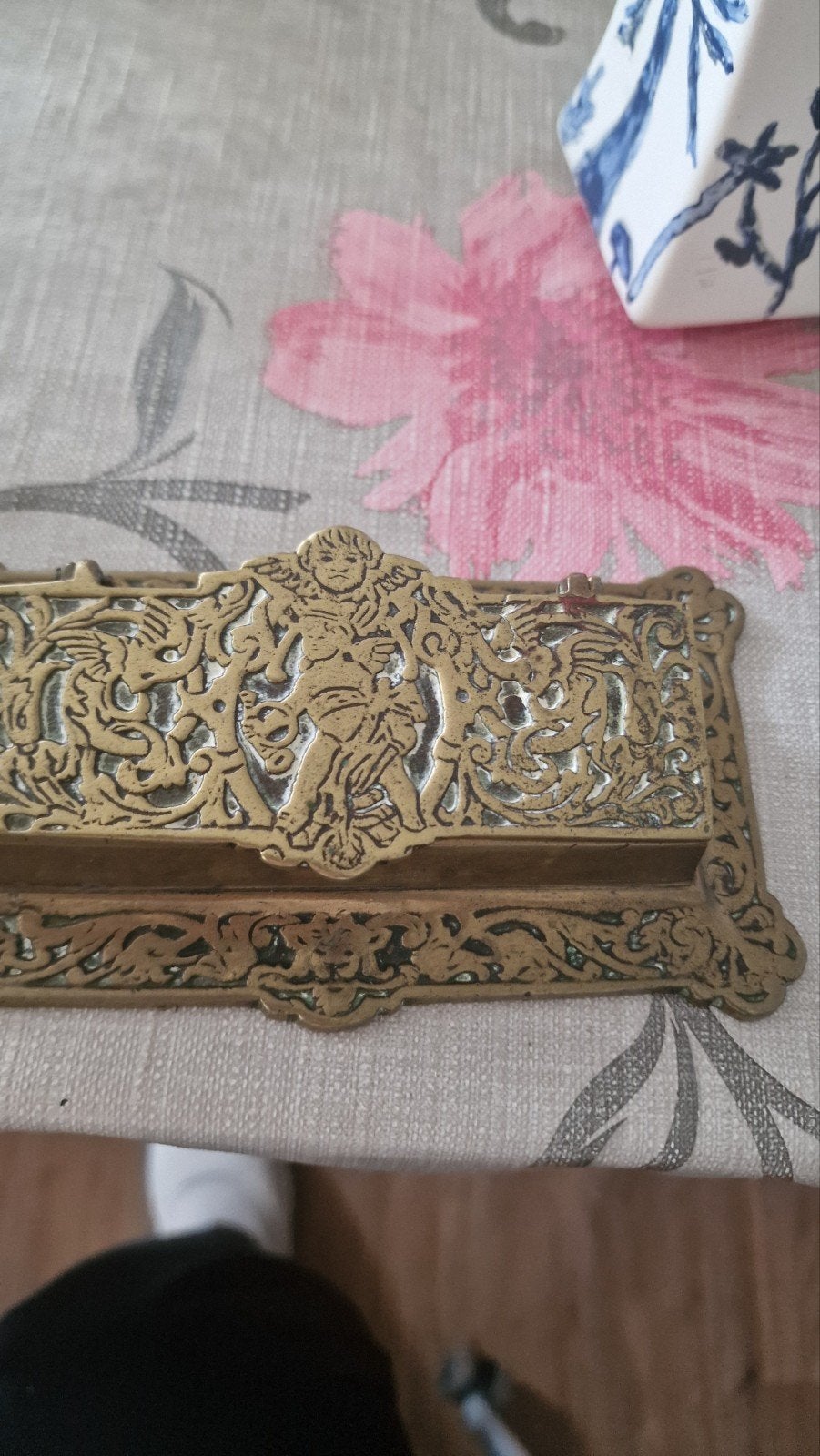 Antiek Frans messing postzegeldoosje, ca. 1900, Antiek en Kunst, Ophalen of Verzenden