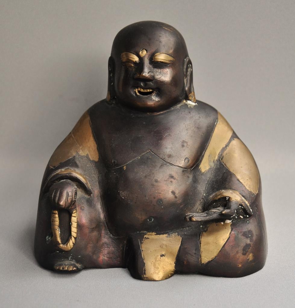 Bronzen Chinees geluksbeeld, 2e helft 20e eeuw, Ophalen of Verzenden