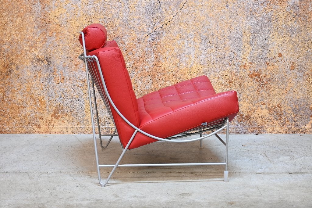 Als NIEUW! rode leren Leolux Volare design fauteuil, Leolux, Leolux, 75 tot 100 cm, Ophalen of Verzenden