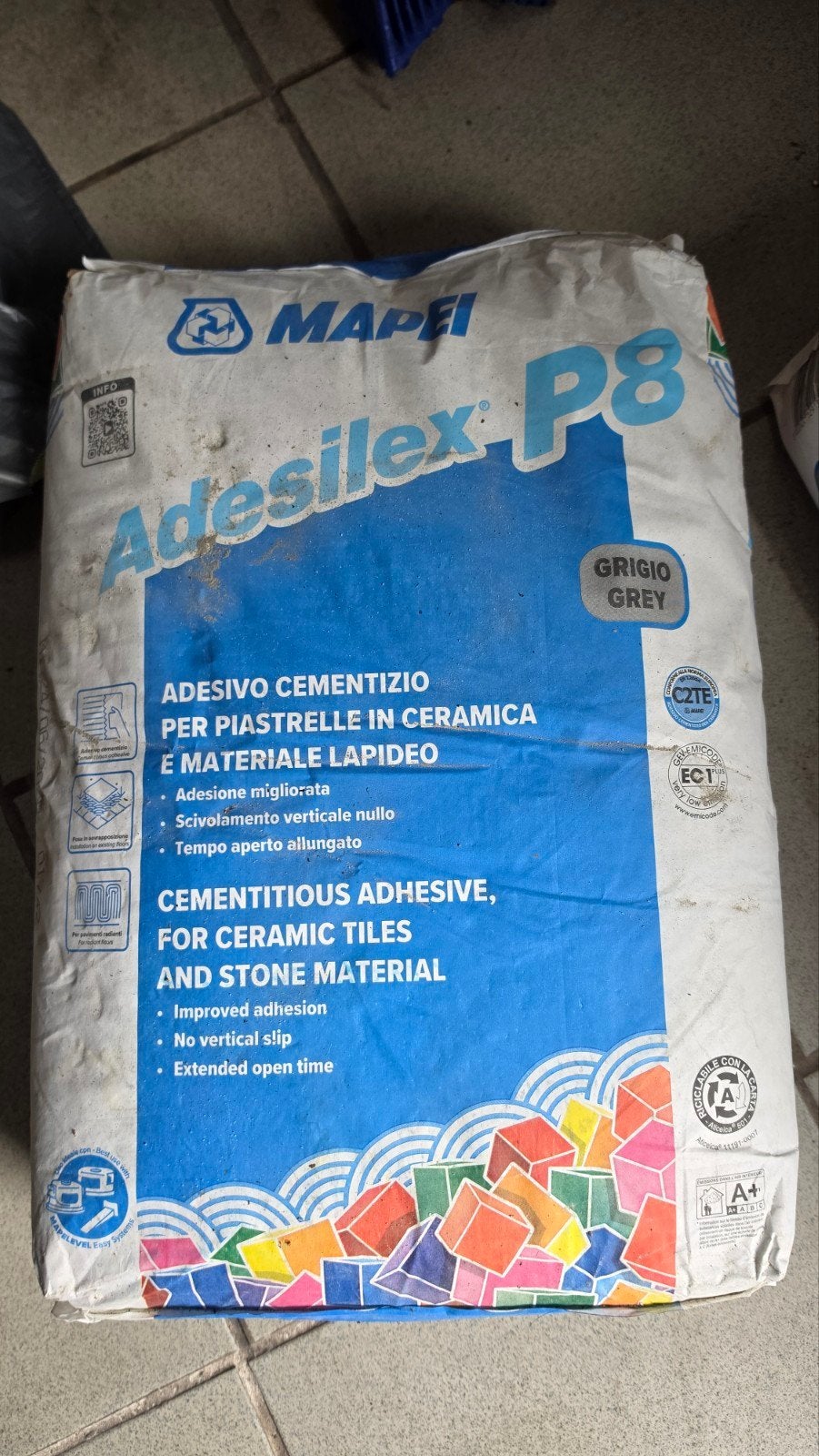 Mapei Adesilex P8 Tegellijm Grijs 25kg, Ophalen, Overige typen, Nieuw, Minder dan 20 cm