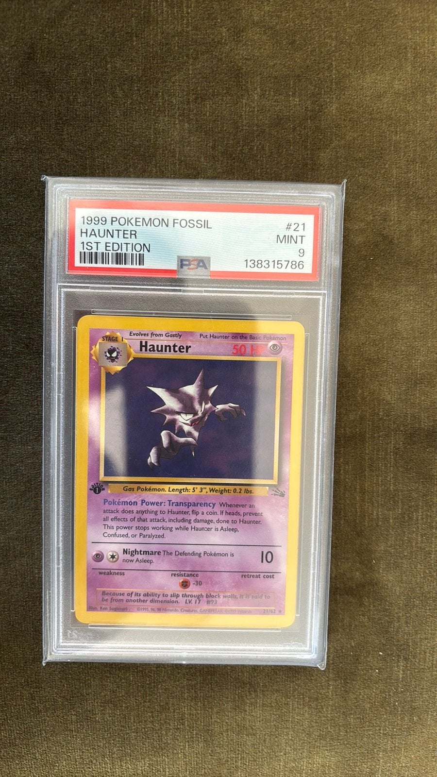Haunter first edition PSA 9 slab, Ophalen of Verzenden, Zo goed als nieuw