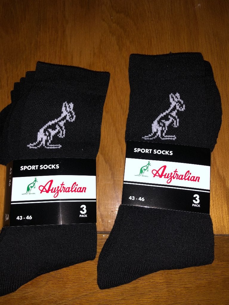 2 keer  een  bundel  van  3 paar  nieuwe  sport sokken, Zwart, Ophalen of Verzenden, Australian, Nieuw