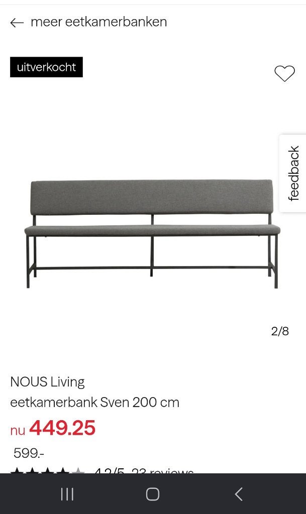 Eetkamer bank, Huis en Inrichting, Ophalen, Gebruikt, Industriële bank, Minder dan 4 stoelen