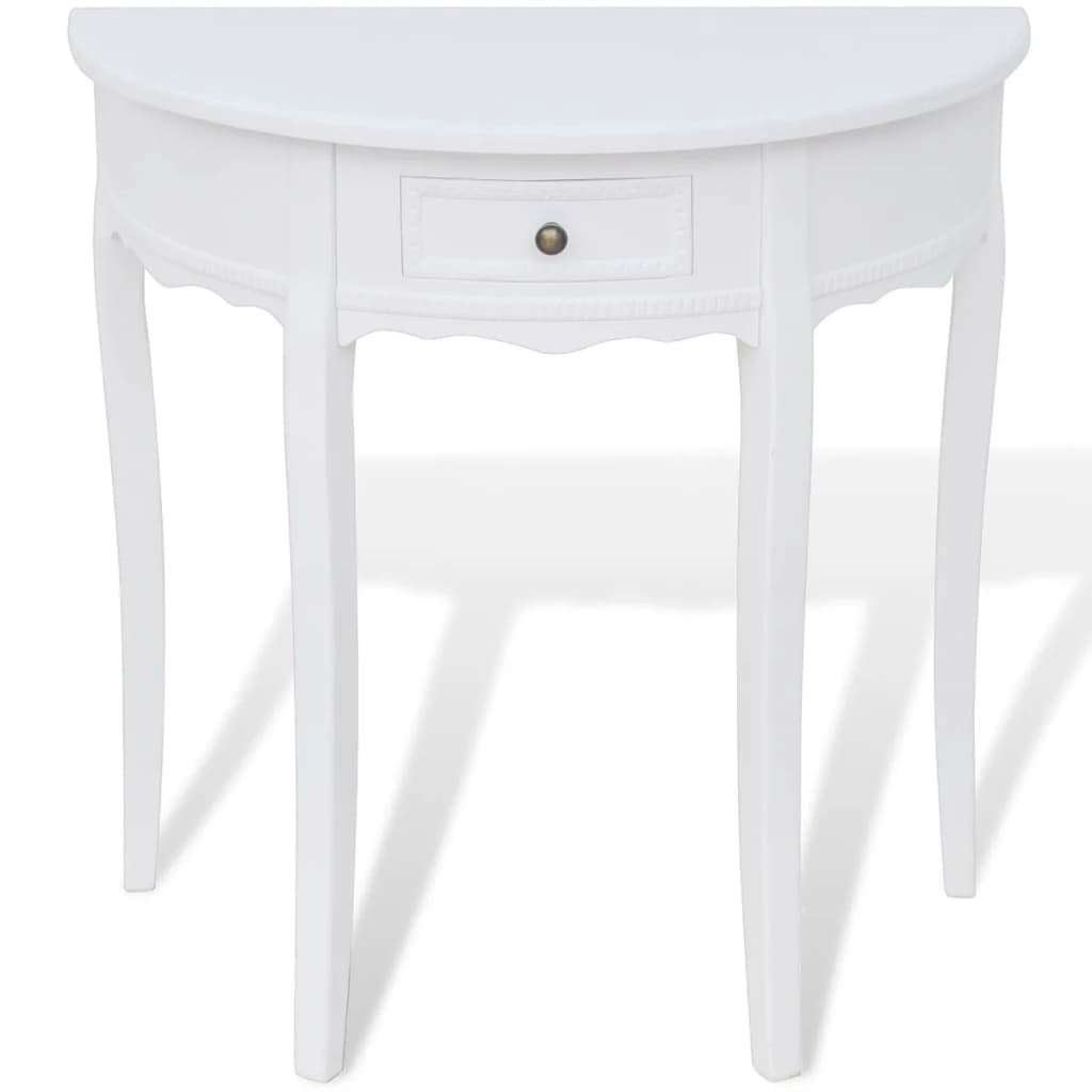 Sidetable wandtafel halfrond wit bruin + lade GRATIS BEZORGD, 50 tot 100 cm, Verzenden, Rond, Nvt