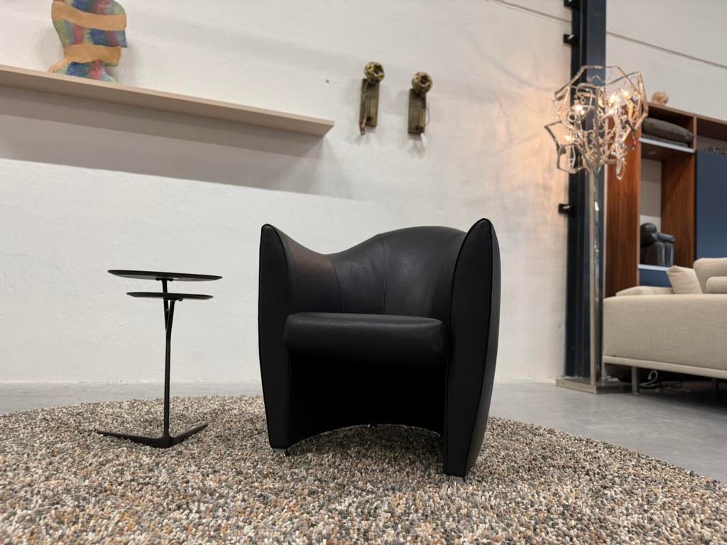 Nieuw Leolux Sjamaan Fauteuil Zwart leer Design stoel, Leolux, Nieuw, Ophalen of Verzenden, 50 tot 75 cm