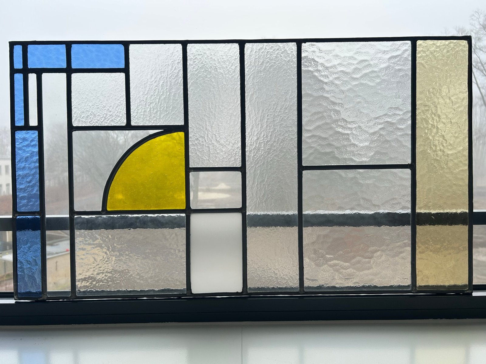 Abstract glas-in-lood wanddecoratie, Mondriaan stijl, Antiek en Kunst, Kunst | Beelden en Houtsnijwerken, Ophalen, Glas, Handgemaakt