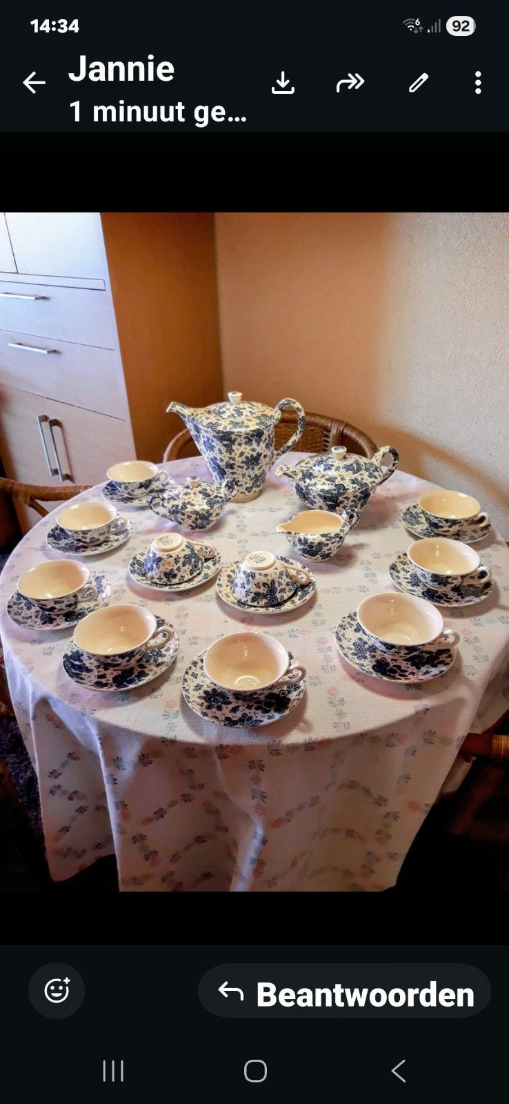 Thee/koffieservies Beatrix Societe Ceramique Maastricht, Antiek en Kunst, Antiek | Servies compleet, Ophalen