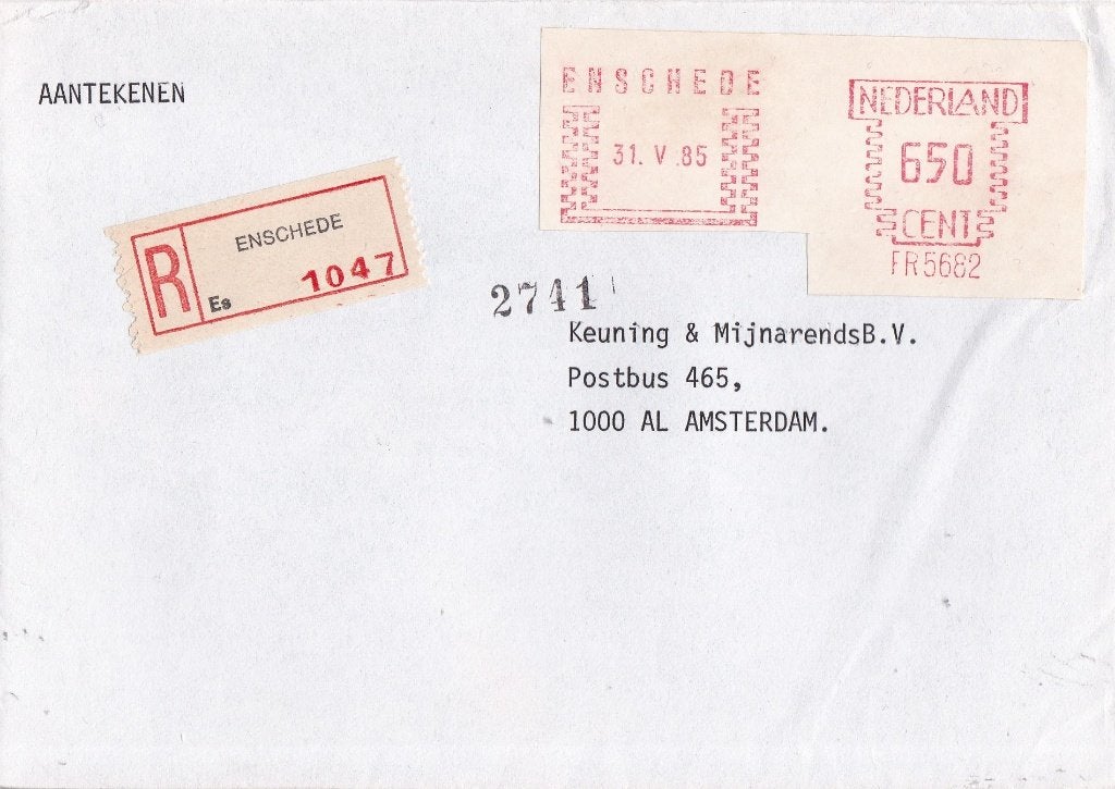 Nederland - R-brief – Enschede - 1047, Ophalen of Verzenden, Envelop