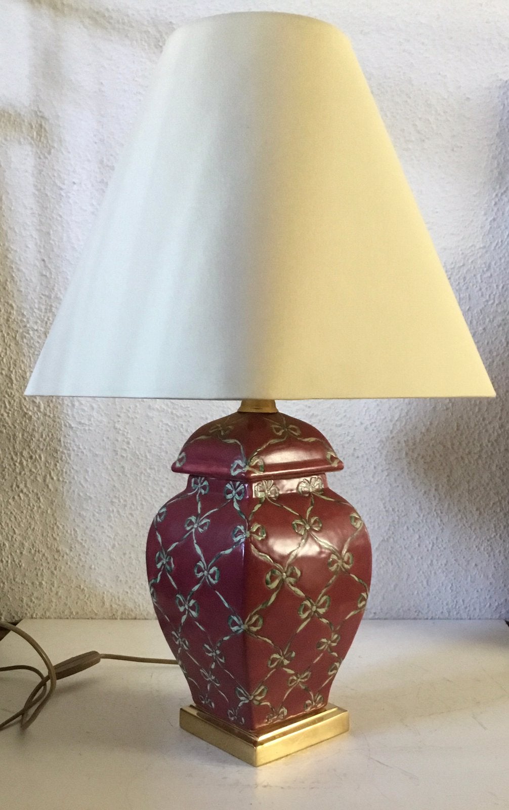 vintage tafellamp keramiek en messing, Huis en Inrichting, Lampen | Tafellampen, Ophalen, Gebruikt, Keramiek, Vintage