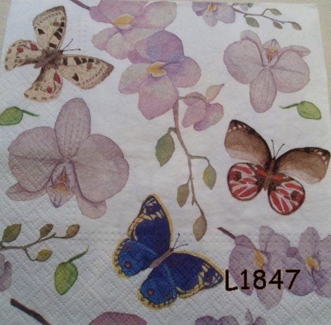 Servetten decoupage/bullet journal - orchidee vlinders L1847, Verzenden, Nieuw