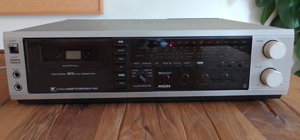 Philips F1522 Stereo Cassette Receiver - Vintage, Ophalen of Verzenden, Cassettedeck, Philips