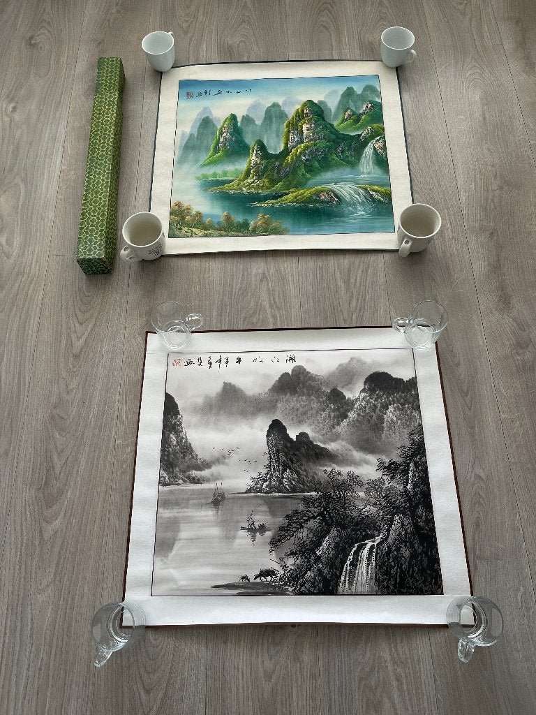 2x Chinese landschapsschilderijen | Guilin & Yangshuo | 2005, Ophalen of Verzenden