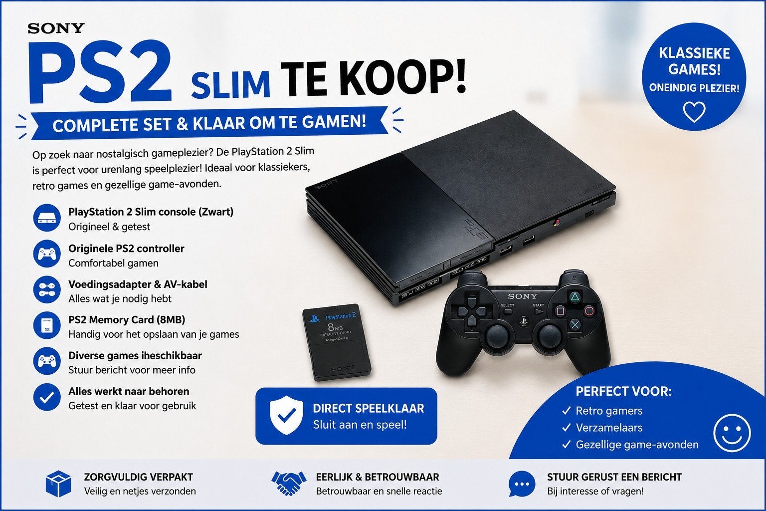 PlayStation 2 Slim te Koop – Retro Gaming Klassieker!, Spelcomputers en Games, Zwart, Met games, Ophalen of Verzenden, Zo goed als nieuw