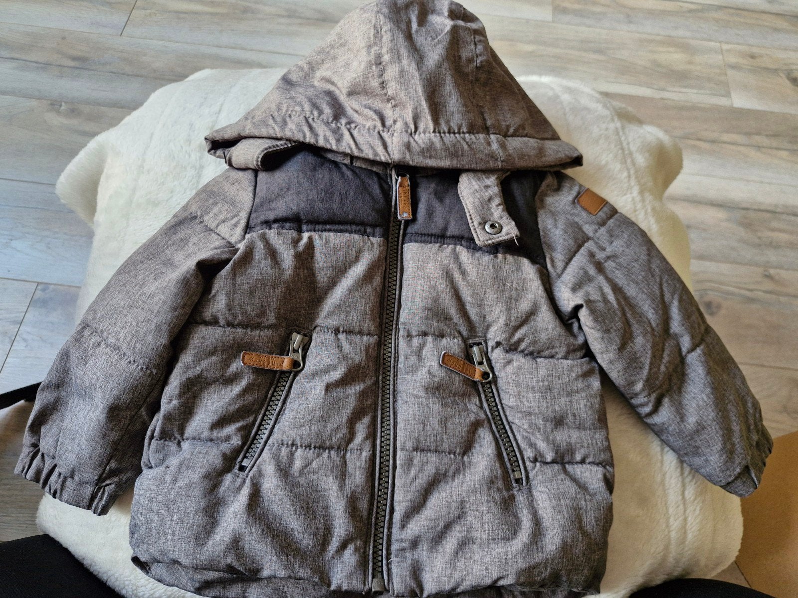Donkergrijze winterjas maat 80, H&M, Onbekend, Ophalen of Verzenden, Zo goed als nieuw