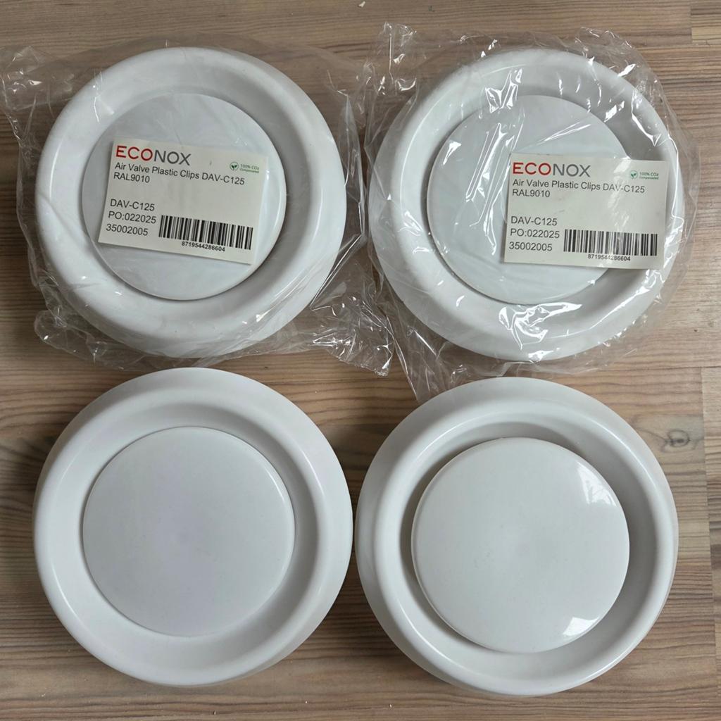 4x Econox Air Valve Plastic Clips DAV-C125 RAL-9010, Ophalen of Verzenden, Nieuw, Ventilator