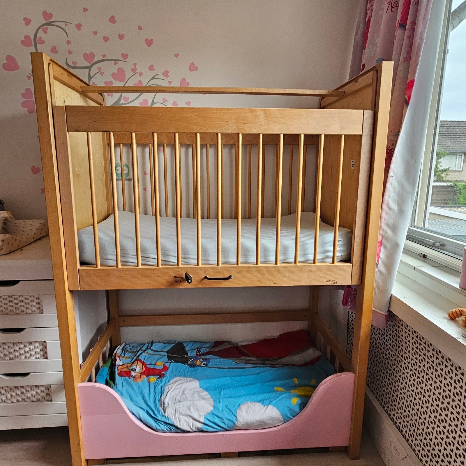 Rolf ledikant duo bed dubbelslaper kinderdagverblijf roze, Ophalen, Gebruikt, Jongetje of Meisje
