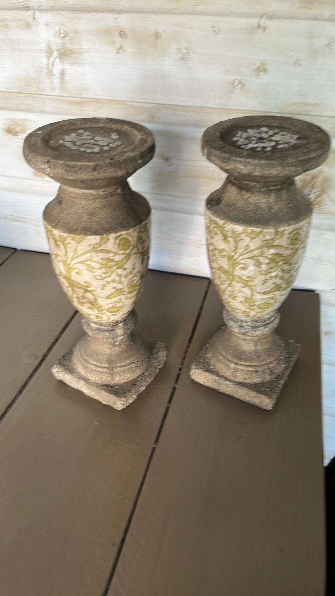 2 kaarsen standaards brocante, Huis en Inrichting, Woonaccessoires | Zuilen en Pilaren, Ophalen of Verzenden, Zo goed als nieuw