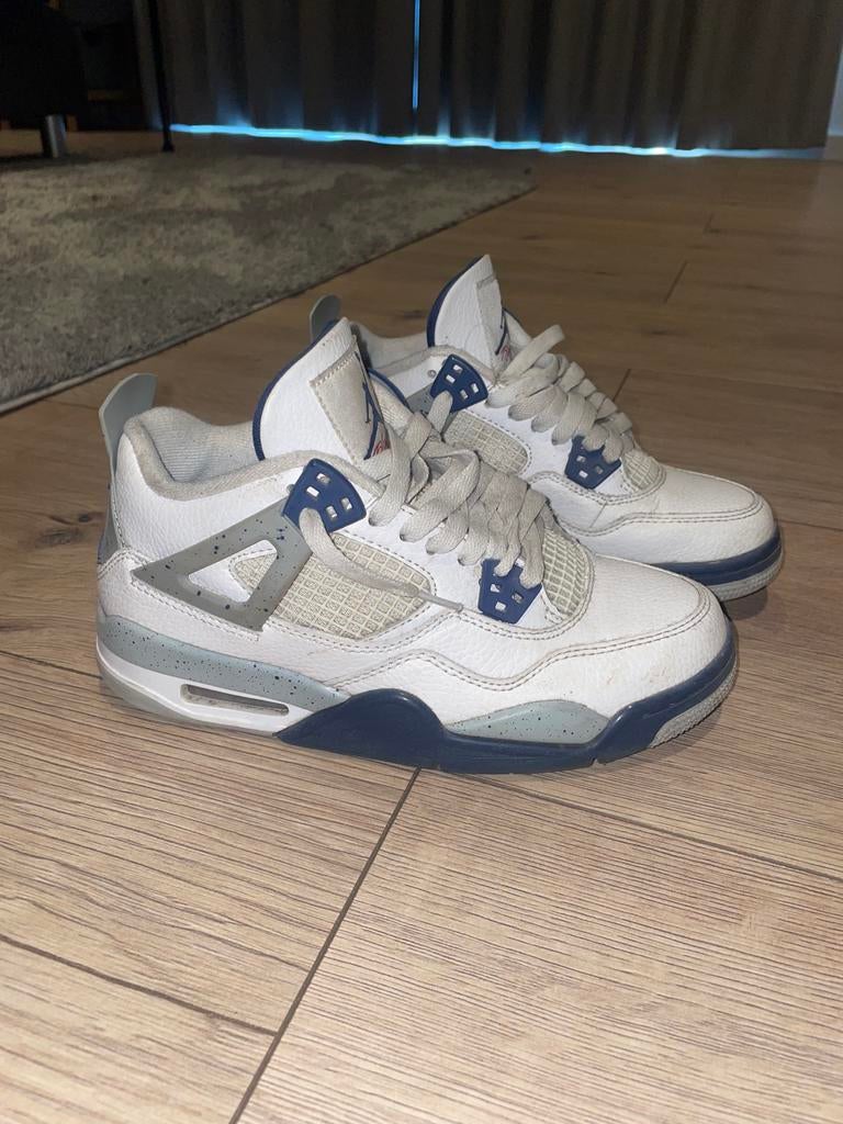 Nike Air Jordan Retro 4 White Midnight Navy - Maat 38,5, Ophalen of Verzenden, Gedragen, Wit, Sneakers of Gympen
