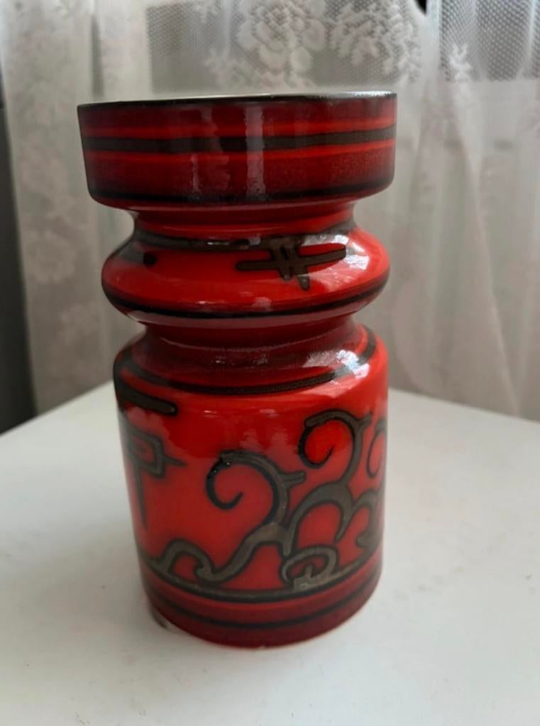 Gouda Flora Tokio Motief Vaas - Oranje Keramiek (1968-1977), Ophalen of Verzenden