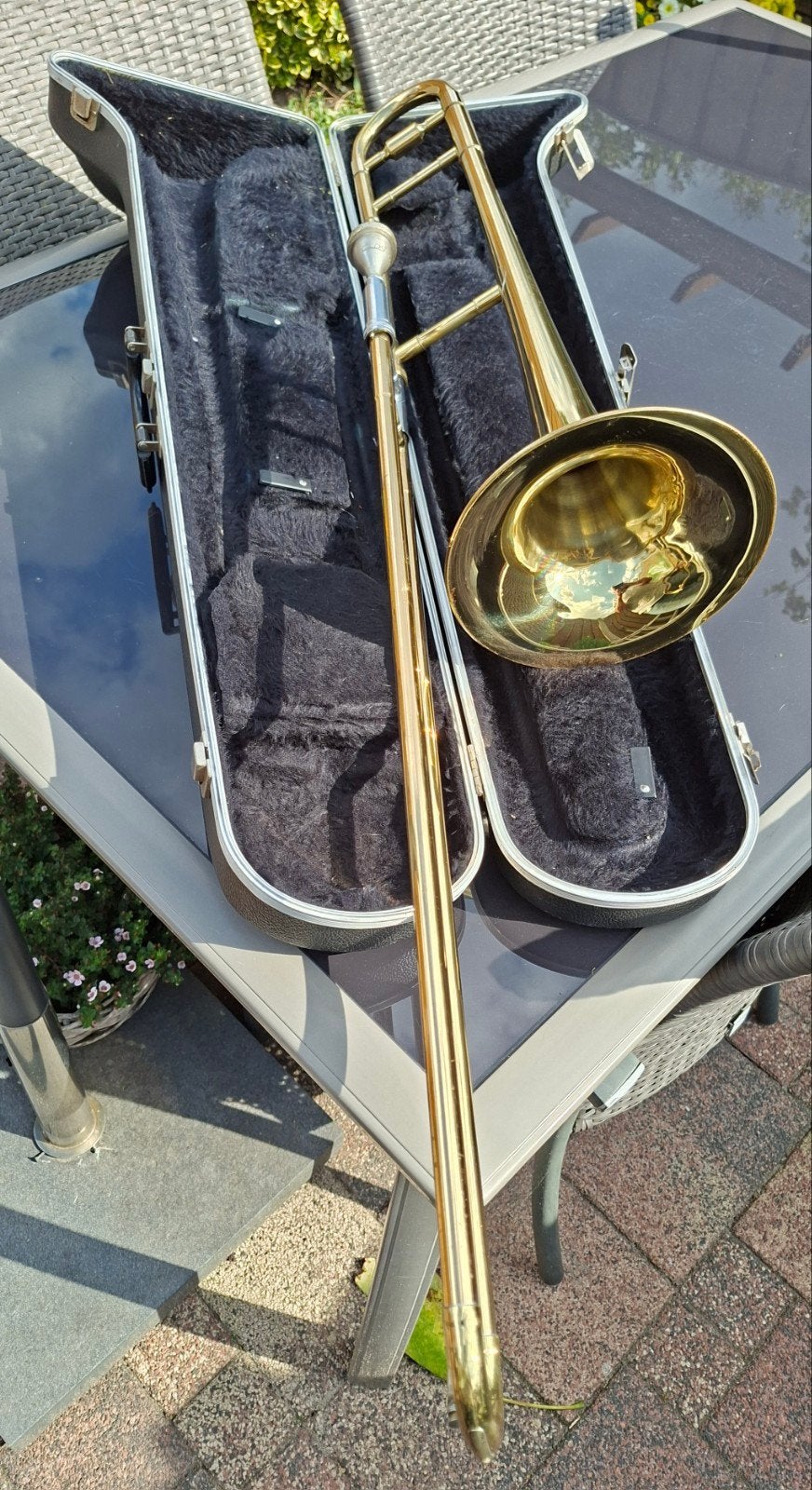 Mooie Blessing Scholastic trombone, Ophalen of Verzenden, Gebruikt, Tenor, Met koffer