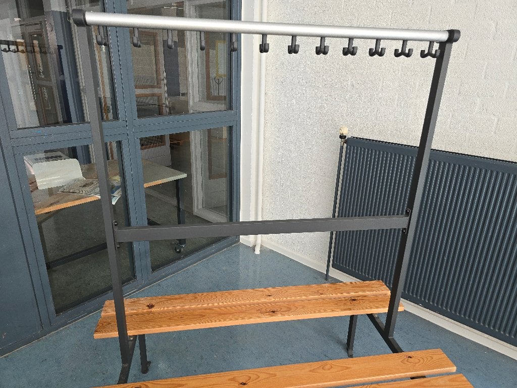 Garderobebanken met kapstok, dubbelzijdig, Ophalen