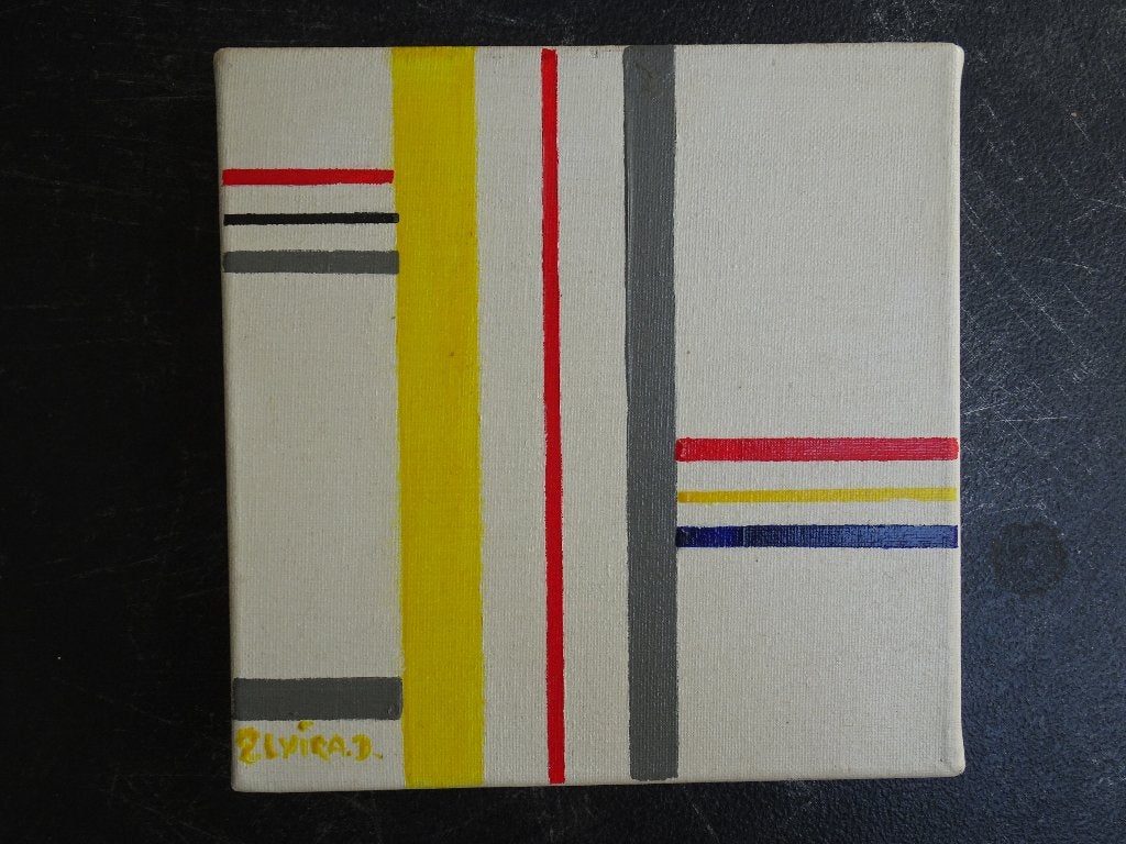 Schilderij abstract spel met lijnen, n. Mondriaan Elvira D, Ophalen of Verzenden