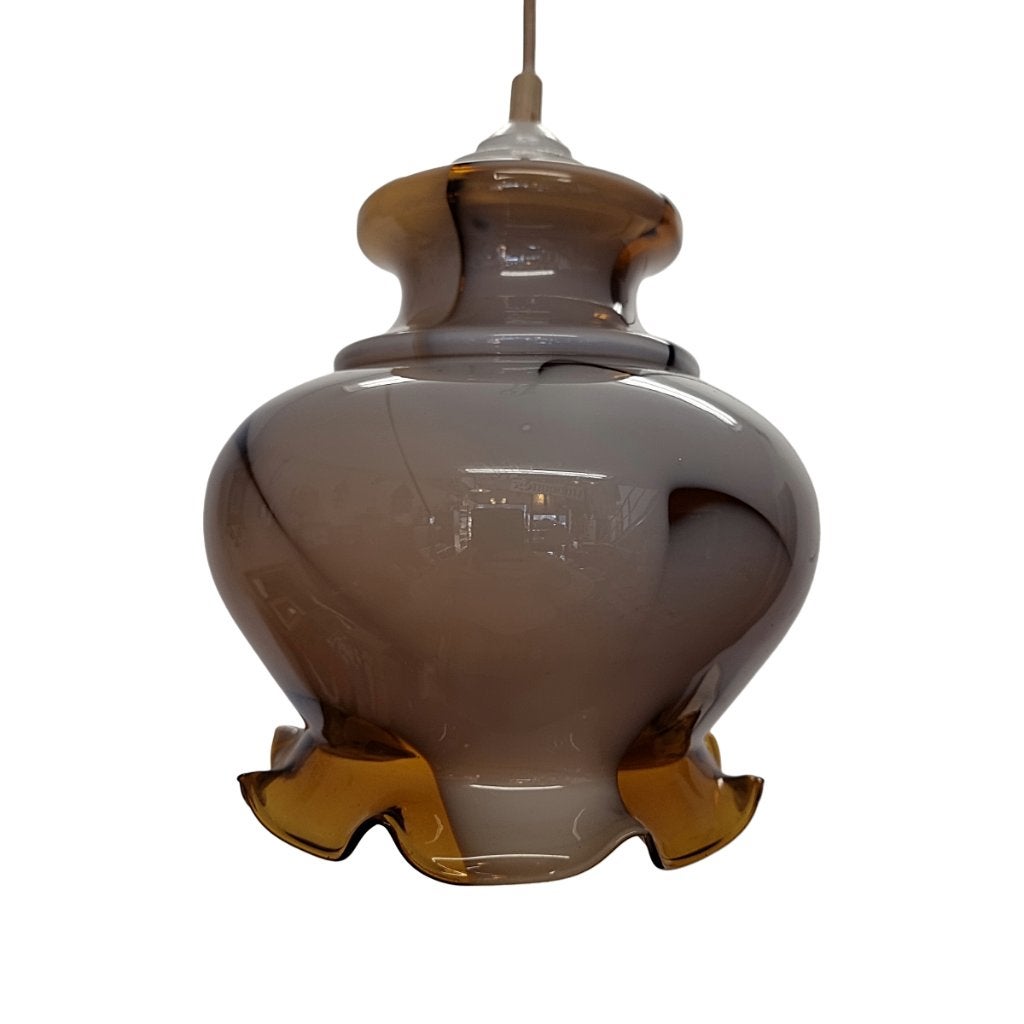Vintage Franse hanglamp kelk, Ophalen of Verzenden, Gebruikt, Glas