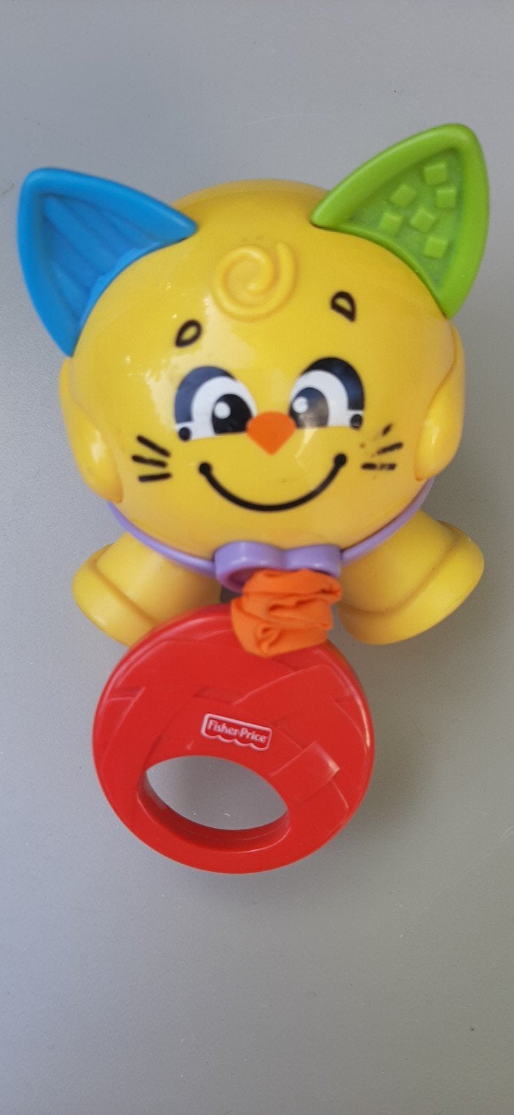 Fisher-Price Rammelaar Katje - Geel met Kleurrijke Oren, Ophalen of Verzenden, Gebruikt, Rammelaar